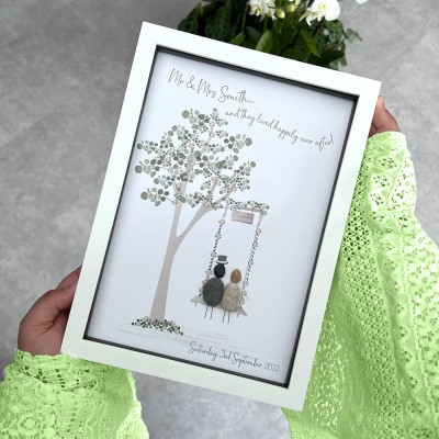 Personalized Wedding Swing Pebble Art Picture Frame Wedding Gift