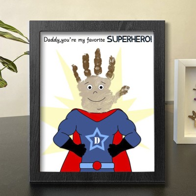 Personalized DIY Superhero Dad Handprint Art Framed Father's Day Gift
