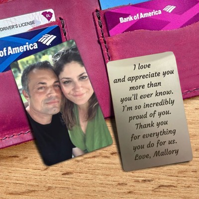 Personalized Engraved Couple Photo Metal Wallet Card Custom Insert Gifts for Men Valentine's Day Gift for Husband Boyfriend