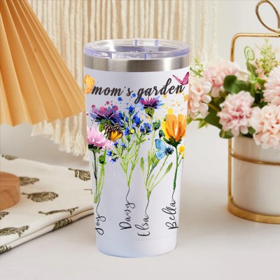 Personalized Gigi's Garden Birth Flower Tumbler with Kids Names New Mom Gift Christmas Gift Ideas