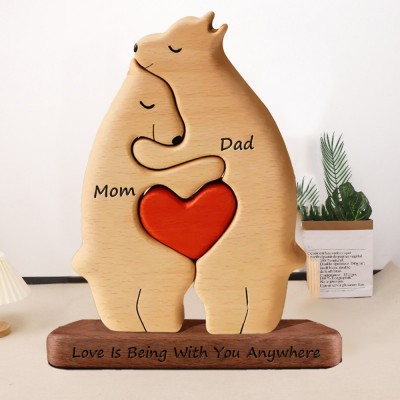 Personalized Puzzle Wooden Bear Family with Stand Christmas Gifts Family Keepsake Gifts