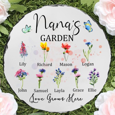 Custom Mimi's Garden Birth Month Flower Plaque with Kids Names Gift Ideas for Grandma Mom New Mom Gifts Birthday Gifts