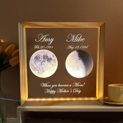 Custom Moon Phase Night Light with Kids Names for Mom Gifts for Mother's Day New Mom Gift