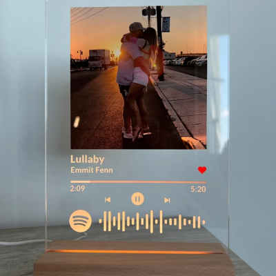 Custom Song Album Cover Spotify Scannable LED Night Light Lamp With Base for Music Lovers Valentine's Day Gift
