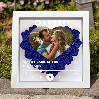 Custom Spotify Song Paper Flower Shadow Box Anniversary Gifts for Wife Valentine's Day Gift for Her