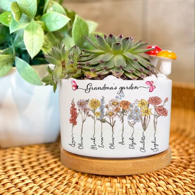 Custom Gigi's Garden Succulent Plant Birth Flower Mini Pot Gift for Mom Grandma Mother's Day Gift Ideas