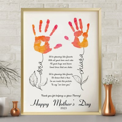 Handmade Printable Handprint DIY Gift for Mom Mother's Day Keepsake Craft Gift