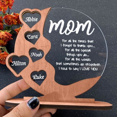 Personalized Heart Puzzle with Name Engravings Mom Wooden Sign Mother's Day Gift 