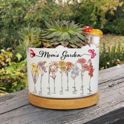 Personalized Grandma's Garden Plant Mini Pot With Birth Flower Unique Gift for Mom Grandma Mother's Day Gifts
