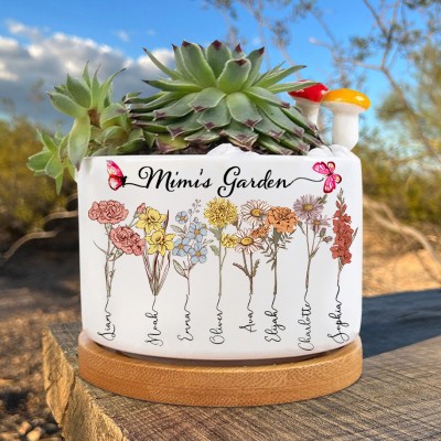 Custom Nana's Garden Mini Succulent Plant Birth Flower Pot Family Gift for Mom Grandma Mother's Day Gifts