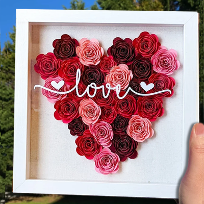 Love Gift Personalized Paper Flower Rose Shadow Box Christmas Birthday Gift for Her