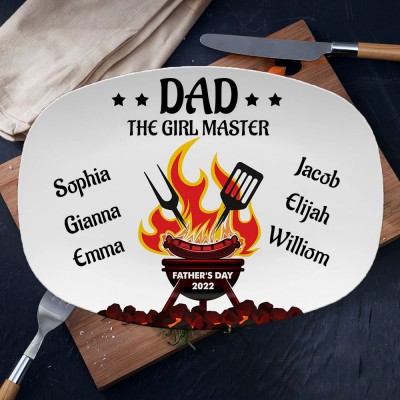 Personalized BBQ Grilling Platter Dad The Grill Master Plate Father's Day Gift