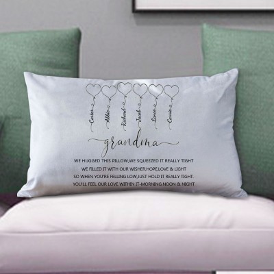 Personalized Engraving 1-20 Kids Names Family Pillow Mother's Day Gift