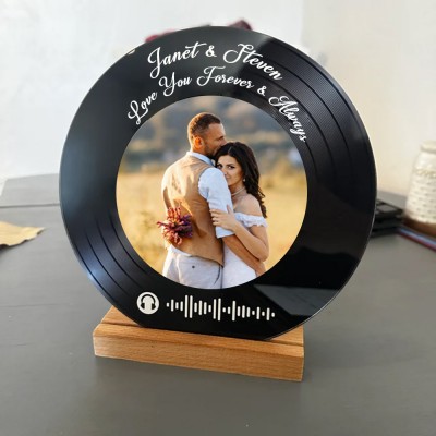 Custom Spotify Code Photo Music Song Plaque Record with Wood Stand Valentine's Day Gifts for Her Anniversary Gift Ideas