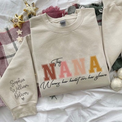Custom Mama Color Printing Sweatshirt Hoodie With Kids Names On Her Sleeve Mother's Day Gift Ideas