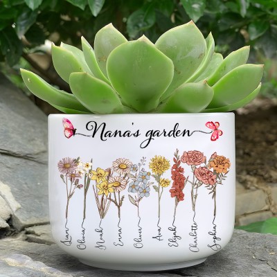Personalized Mimi Garden Birth Flower Outdoor Plant Pot Mother's Day Gift Ideas Gift for Mom Grandma