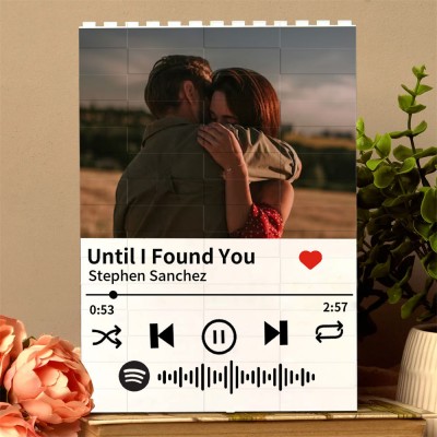 Personalized Photo Block Puzzle with Spotify Song Valentine's Day Gift Ideas for Soulmate Anniversary Gifts