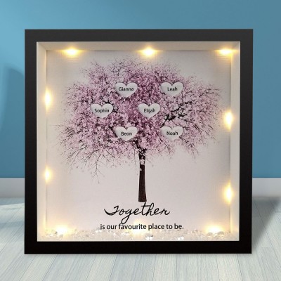 Personalized Light Up Family Tree Box Frame with 1-25 Names Mother's Day Gift For Grandma, Mom