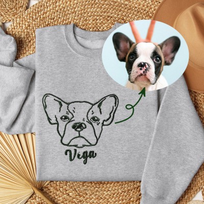 Custom Pet Photo Portrait Outline Printing Sweatshirt Hoodie Dog Mom Gift Gift Ideas for Pet Lovers