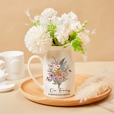 Personalized Grandma's Garden Bouquet Vase With Grandkids Birth Flowers Gift Ideas For Mom Grandma Mother's Day Gift