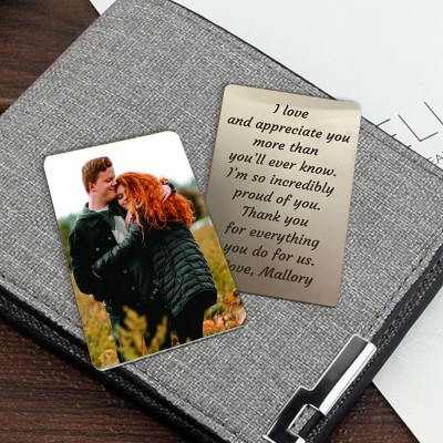 Custom Color Photo Metal Wallet Insert Personalized Wallet Card for Husband Valentine's Day Gift for Boyfriend