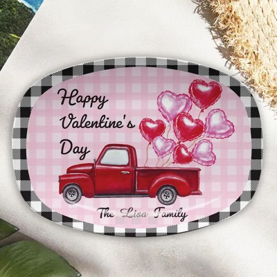 Personalized Valentines Day Truck Platter Couples Serving Plate for Her Valentine's Day Gift for Wife Girlfriend