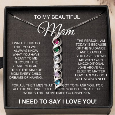 To My Mom Personalized Name Necklace with Birthstone Design New Mom Gifts Love Gift Ideas for Mom 