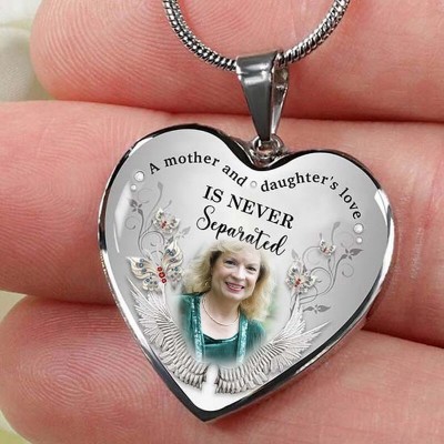 A Mother & Daughter's Love Is Never Separated Personalized Memorial Photo Necklace