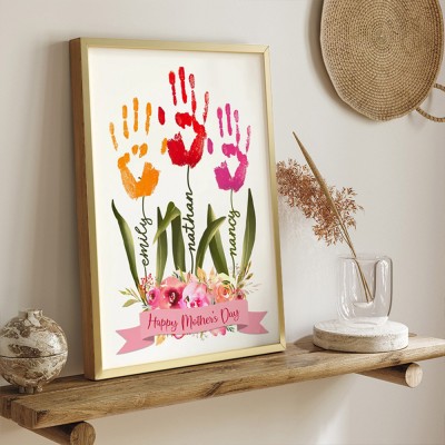 Personalized Handmade DIY Handprint Sign Unique Gift for Mom Mother's Day Ideas