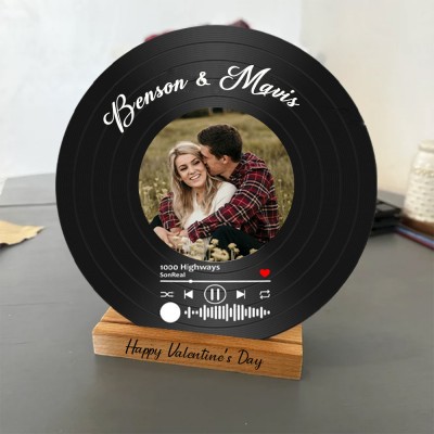 Personalized Couple Photo Music Song Plaque Record With Spotify Code Valentine's Day Gifts for Her Anniversary Gifts for Husband