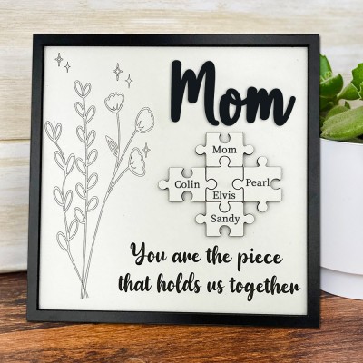 Custom Family Puzzle Pieces Sign With Name Unique Gift For Mom Grandma Mother's Day Gifts