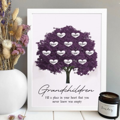 Custom Family Tree Frame with Kids Names Housewarming Gifts for Her Christmas Gifts for Mom Grandma 