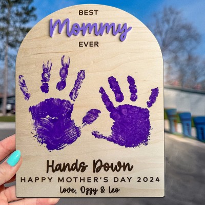 Custom Best Mommy Ever DIY Handprint Sign With Names Unique Mother's Day Gift Ideas