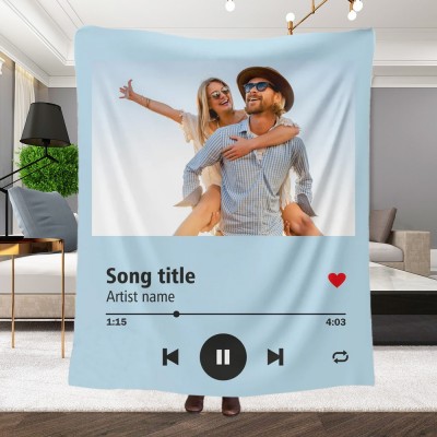 Custom Your Photo Song Fleece Blanket Gifts For Him Valentine Gift For Wife Anniversary Gift For Her