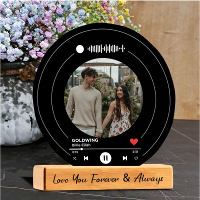 Custom Couple Photo Vinyl Record Song Plaque with Spotify Code Wedding Anniversary Gifts for Husband Valentine's Day Gift Ideas