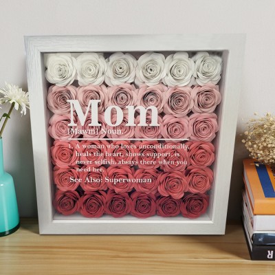 Personalized Mom Noun Definition Paper Flower Shadow Box Gift for Mom