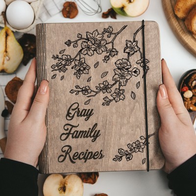 Family Wooden Recipe Book Personalized Gifts for Mom Grandma Christmas Gifts