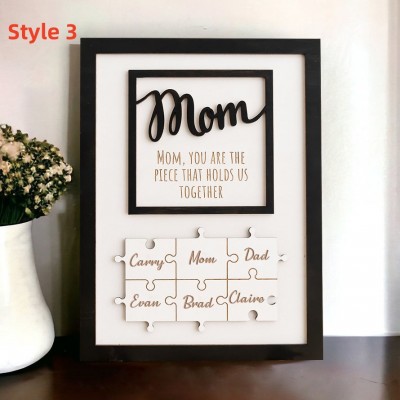 Custom Wooden Family Puzzle Sign With Name Gifts For Mom Grandma Mother's Day Gift With Love Ideas