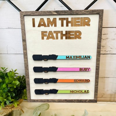 I Am Their Father Personalized Wooden Plaques Funny Gift for Dad Grandpa Father's Day Gift Ideas