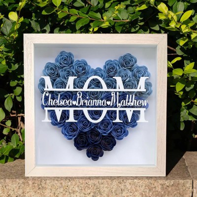Personalized Heart Shape Mom Flower Shadow Box Mother's Day Gift Lovely Keepsake