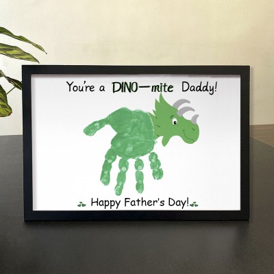 Personalized DIY Dinosaur Dad Handprint Art Framed Father's Day Gift