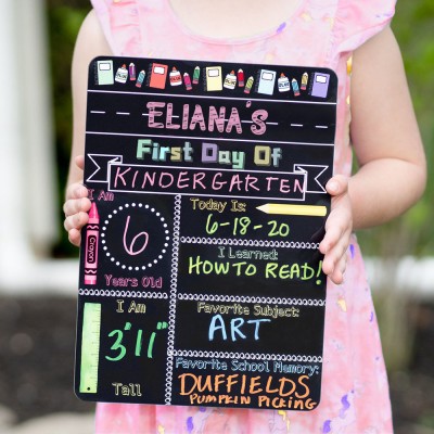 Personalized First Day of School Sign Reusable Chalkboard