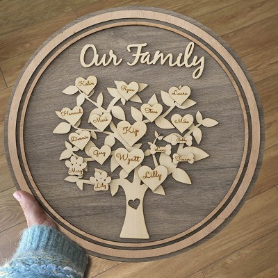 Personalized Family Tree Wall Art with 1-30 Grandkids Names For Family Gift