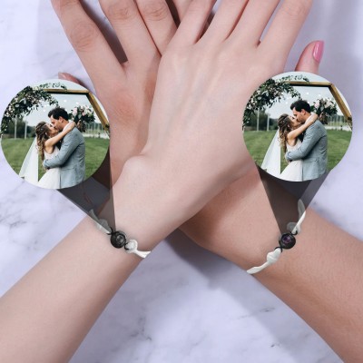 Personalized Braided Rope Memorial Photo Projection Bracelet Anniversary Gift