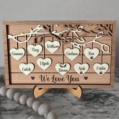 Christmas Gift Personalized Family Tree Sign We Love You Gift for Mom Grandma