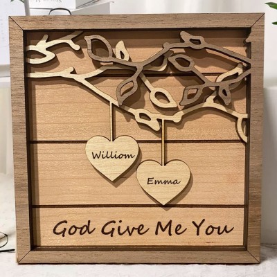 Personalized Family Tree Couples Wooden Sign Name Engravings Anniversary Christmas Gifts