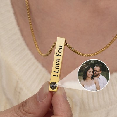 Personalized Photo Projection Necklace Memorial Jewelry for Men Wedding Anniversary Gifts Love Gift Ideas for Wife