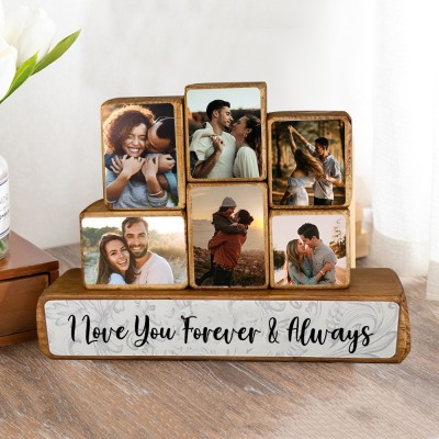 Custom Wooden Stacking Photo Blocks Set Memorial Gifts for Couples Anniversary Gifts Ideas for Wife Husband