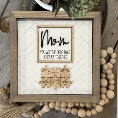 Personalized Mom Puzzle Piece Sign Family Keepsake Gifts Unique Gift Ideas for Mom Grandma