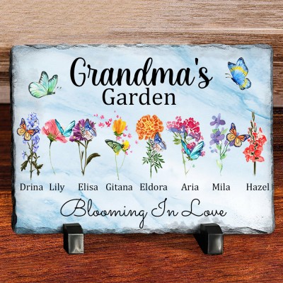 Personalized Mom's Garden Birth Month Flower Plaque with Kids Names Gifts for Mom Grandma Christmas Gifts